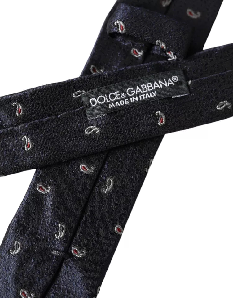 Dolce &amp; Gabbana Dark Blue Fantasy 100% Silke Justerbar Slips til mænd