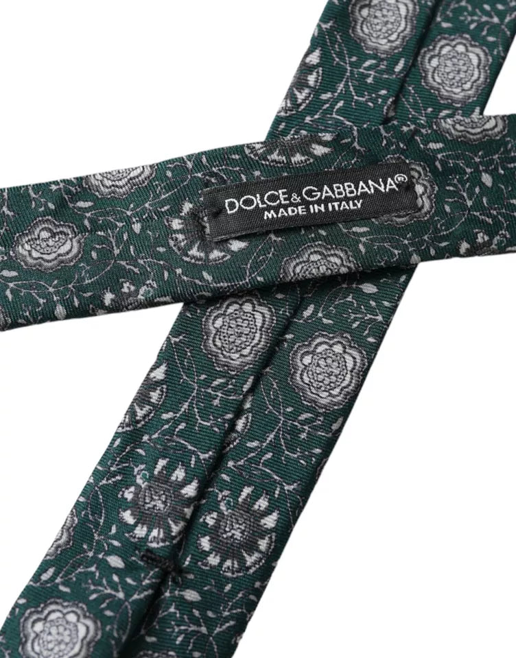 Dolce &amp; Gabbana Green Floral Print Silke Justerbar Slips til mænd