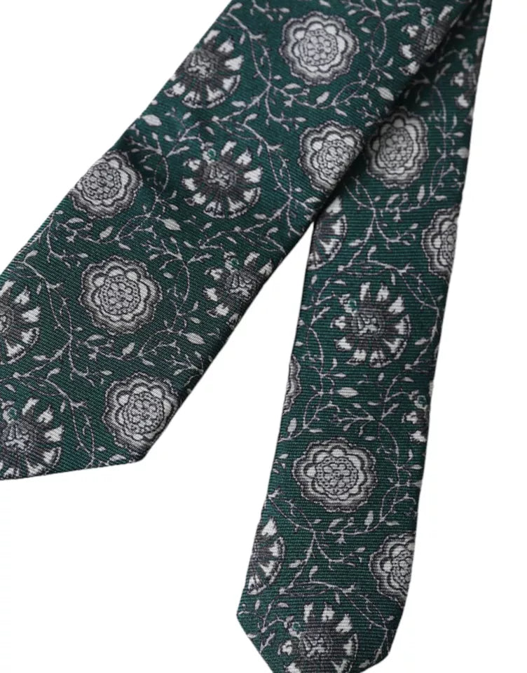 Dolce &amp; Gabbana Green Floral Print Silke Justerbar Slips til mænd