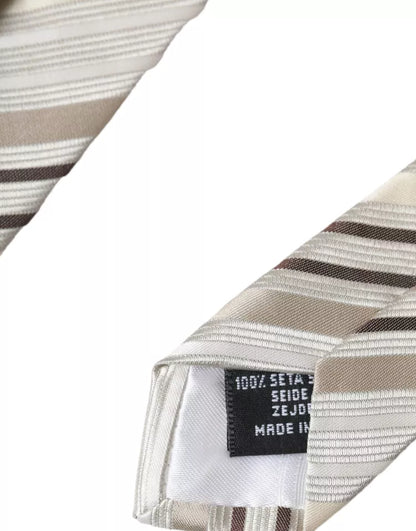 Dolce &amp; Gabbana Beige Stripes Fantasy Silk Justerbar Slips til mænd