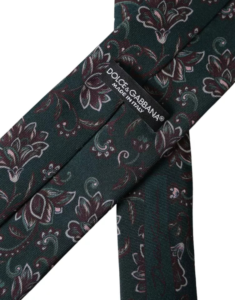 Dolce &amp; Gabbana Green Floral Print Silke Justerbar Slips til mænd