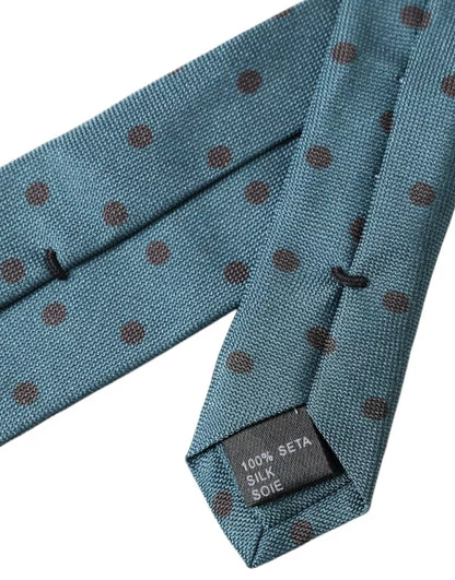 Dolce &amp; Gabbana Grøn Sort Polka Dot Silke Justerbar Slips til mænd