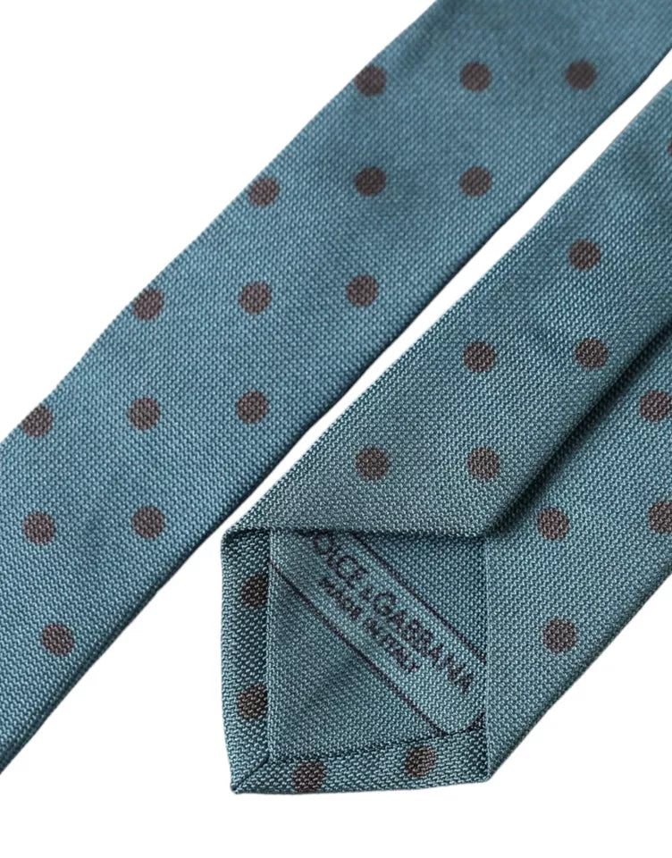 Dolce &amp; Gabbana Grøn Sort Polka Dot Silke Justerbar Slips til mænd