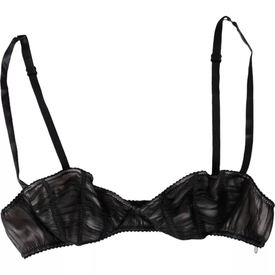Dolce &amp; Gabbana Sort Silke Stretch Balconcino Bh til Kvinder Undertøj
