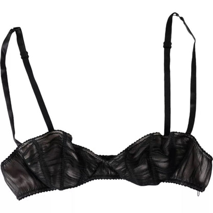 Dolce &amp; Gabbana Sort Silke Stretch Balconcino Bh til Kvinder Undertøj