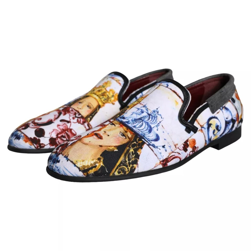 Dolce &amp; Gabbana Multicolor Madonna Majolica Amalfi Mænd Loafers Sko