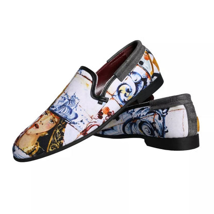 Dolce &amp; Gabbana Multicolor Madonna Majolica Amalfi Mænd Loafers Sko