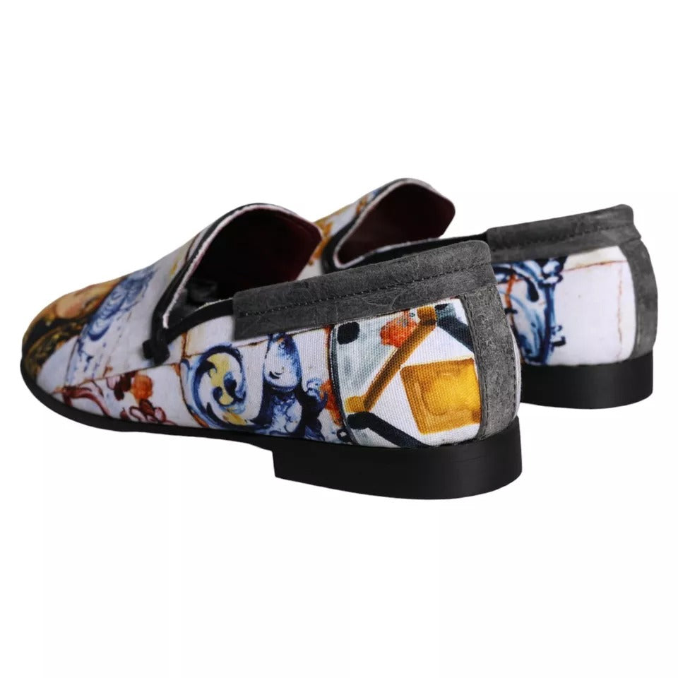 Dolce &amp; Gabbana Multicolor Madonna Majolica Amalfi Mænd Loafers Sko