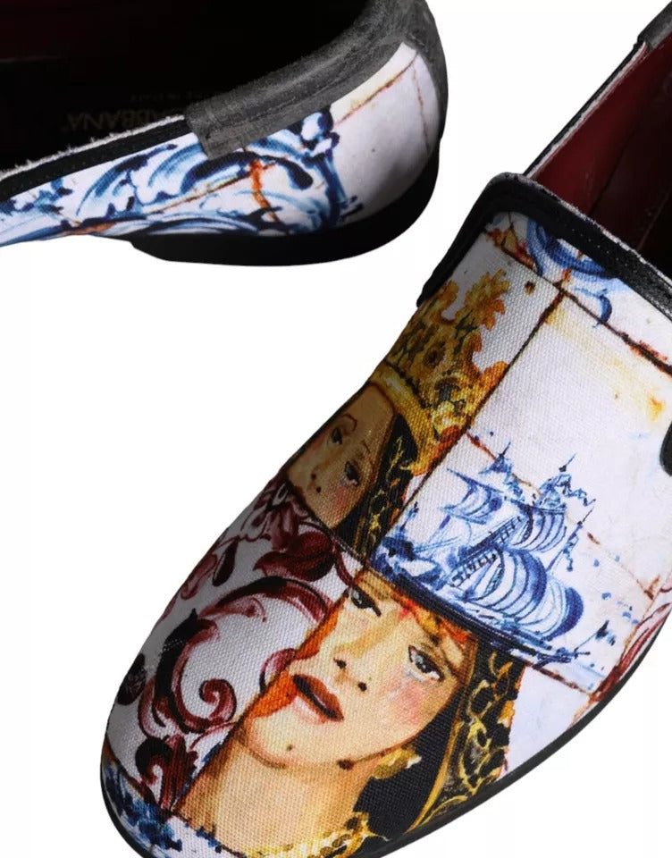 Dolce &amp; Gabbana Multicolor Madonna Majolica Amalfi Mænd Loafers Sko