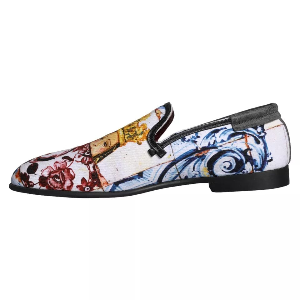 Dolce &amp; Gabbana Multicolor Madonna Majolica Amalfi Mænd Loafers Sko