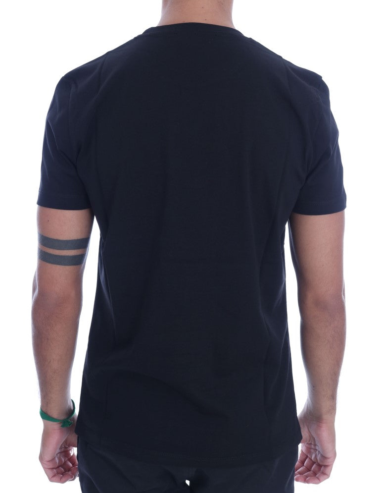 Frankie Morello Chic Black Crewneck Tee med 'RIDERS'-motiv