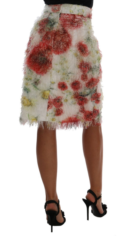 Dolce &amp; Gabbana Elegant Blomsterprintet Højtaljet Blyantnederdel