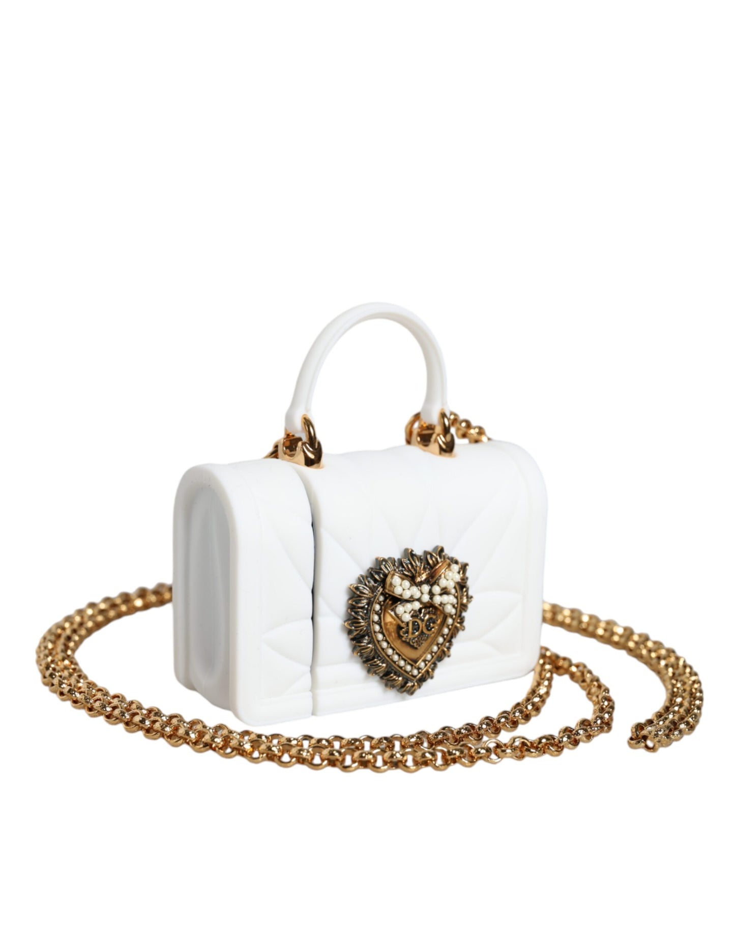 Dolce &amp; Gabbana Hvid Silikone Devotion Heart Cover Håndtaske Airpod Case