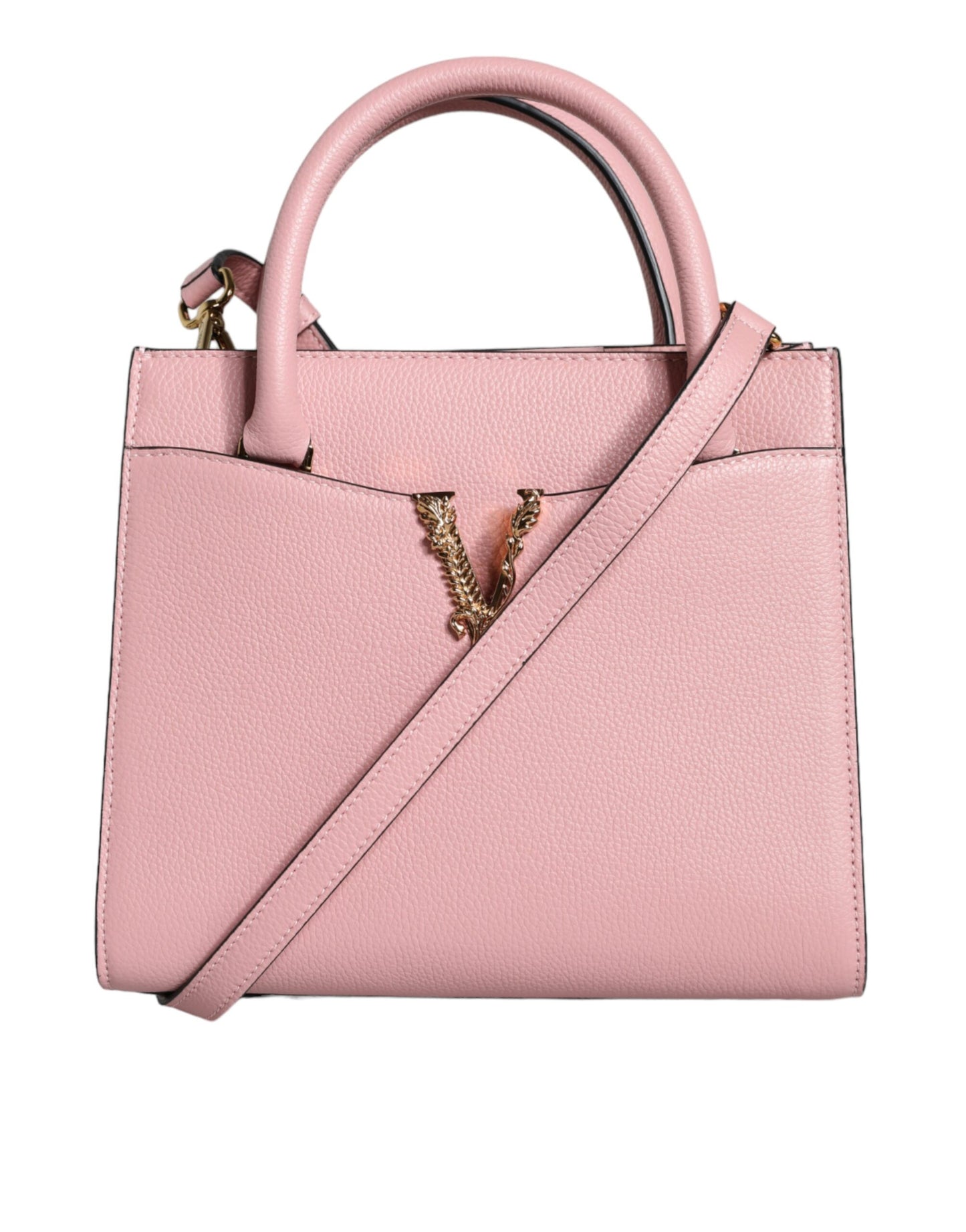 Versace Pink Small Top Håndtag Kornet Calf Leather Crossbody taske