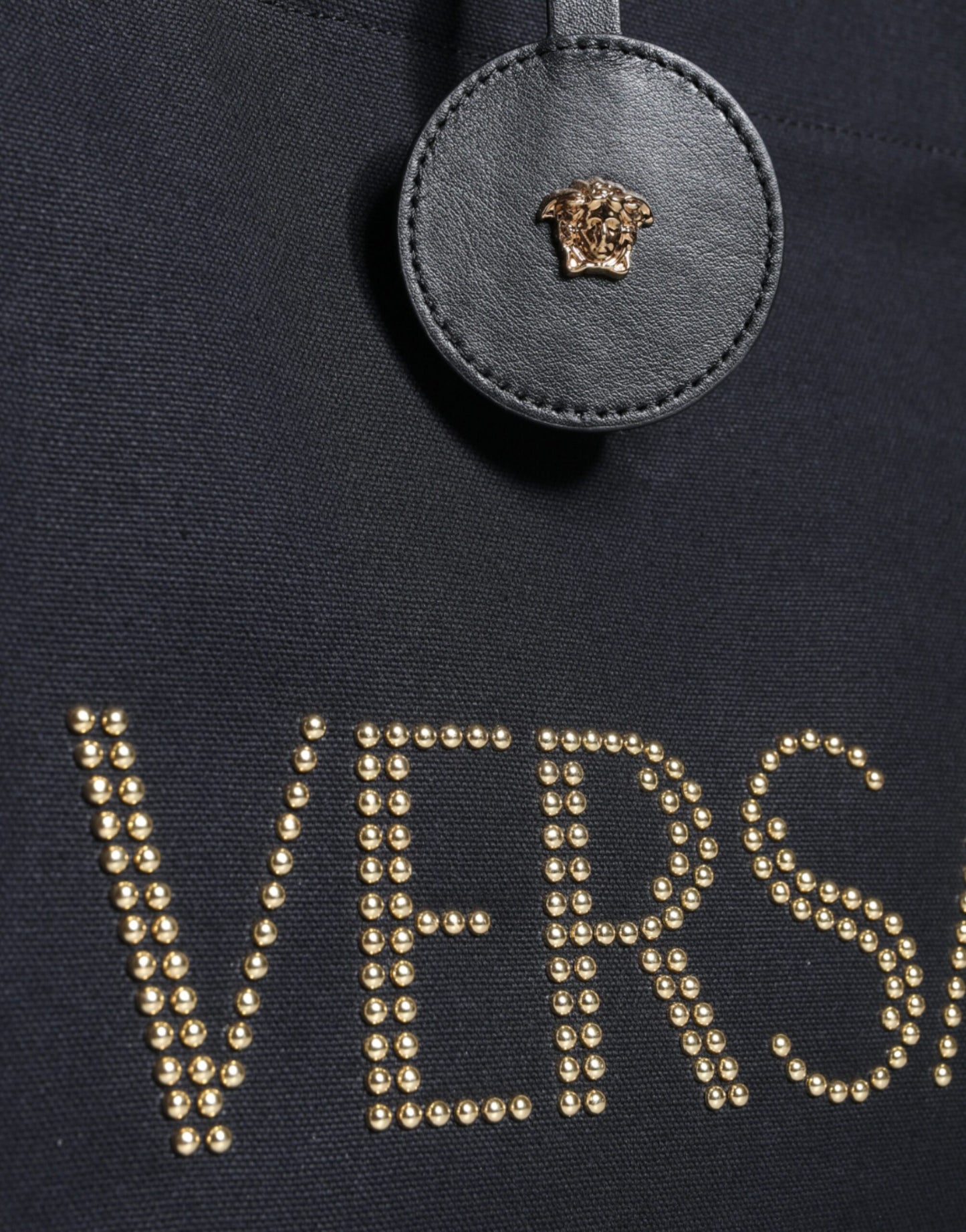 Versace Sort Top Håndtag Canvas Læder Logo Crossbody Tote Bag