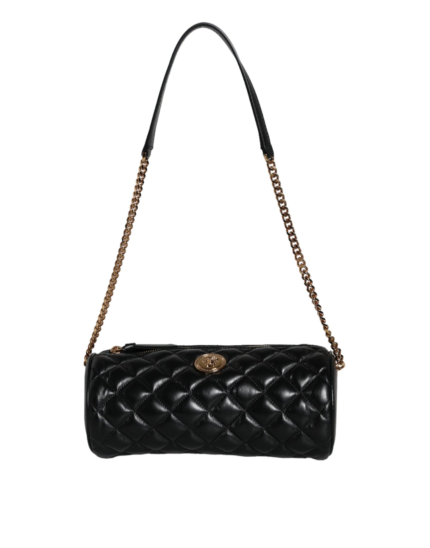 Versace Sort Mini Quiltet Lammeskind Crossbody Sling Bag