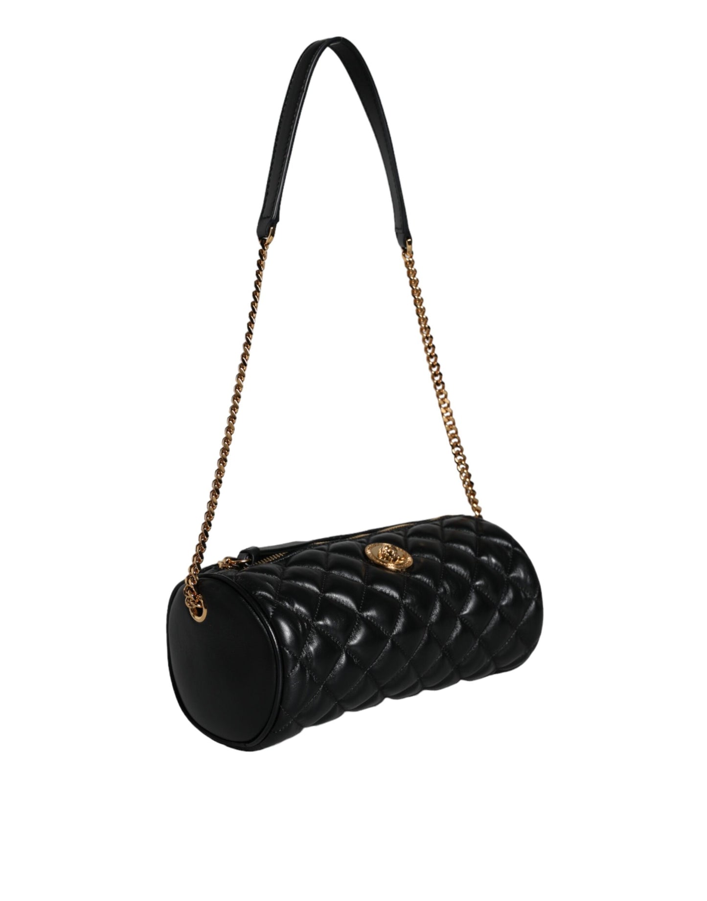 Versace Sort Mini Quiltet Lammeskind Crossbody Sling Bag