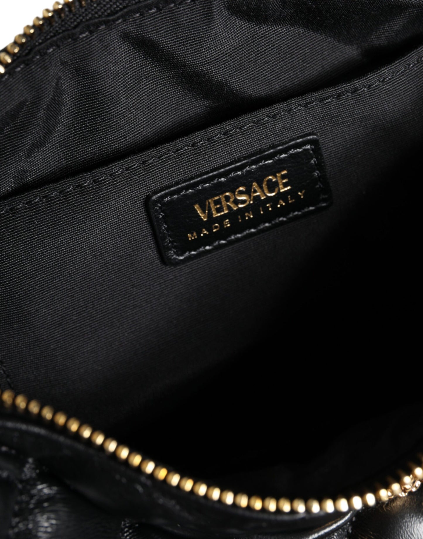 Versace Sort Mini Quiltet Lammeskind Crossbody Sling Bag