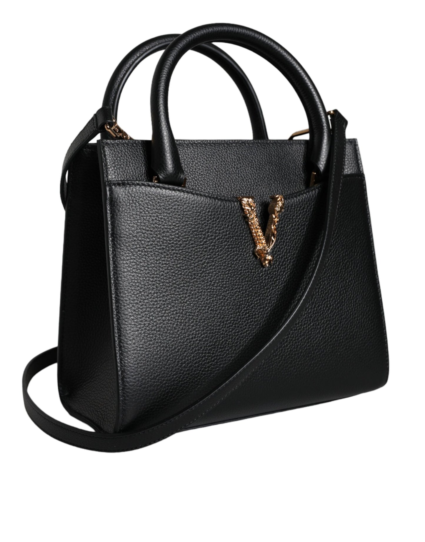 Versace Black Small Læder TopHandle Skulder Crossbody taske