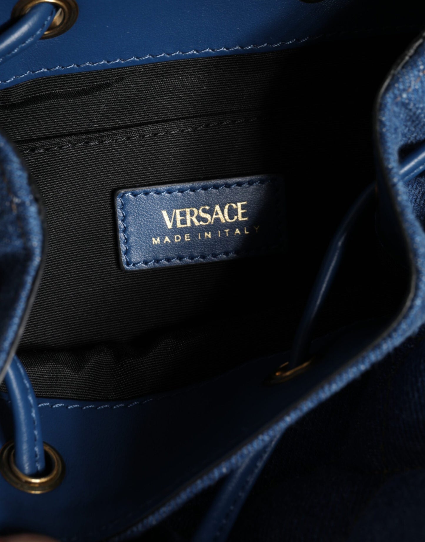 Versace blå quiltet denim læder Crossbody skuldertaske