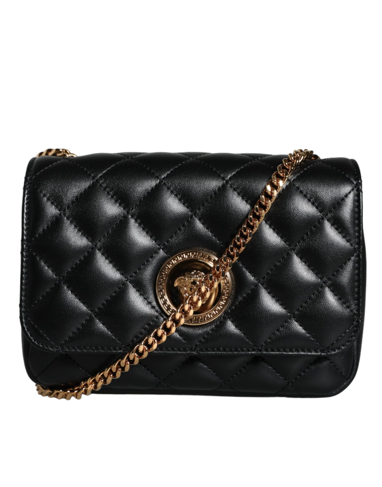 Versace sort quiltet lammeskind læder Crossbody skuldertaske