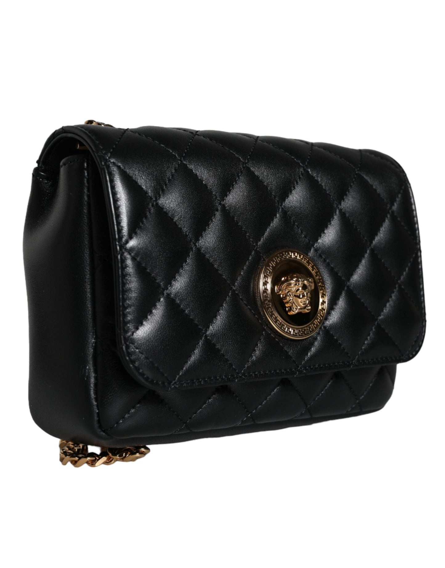 Versace sort quiltet lammeskind læder Crossbody skuldertaske