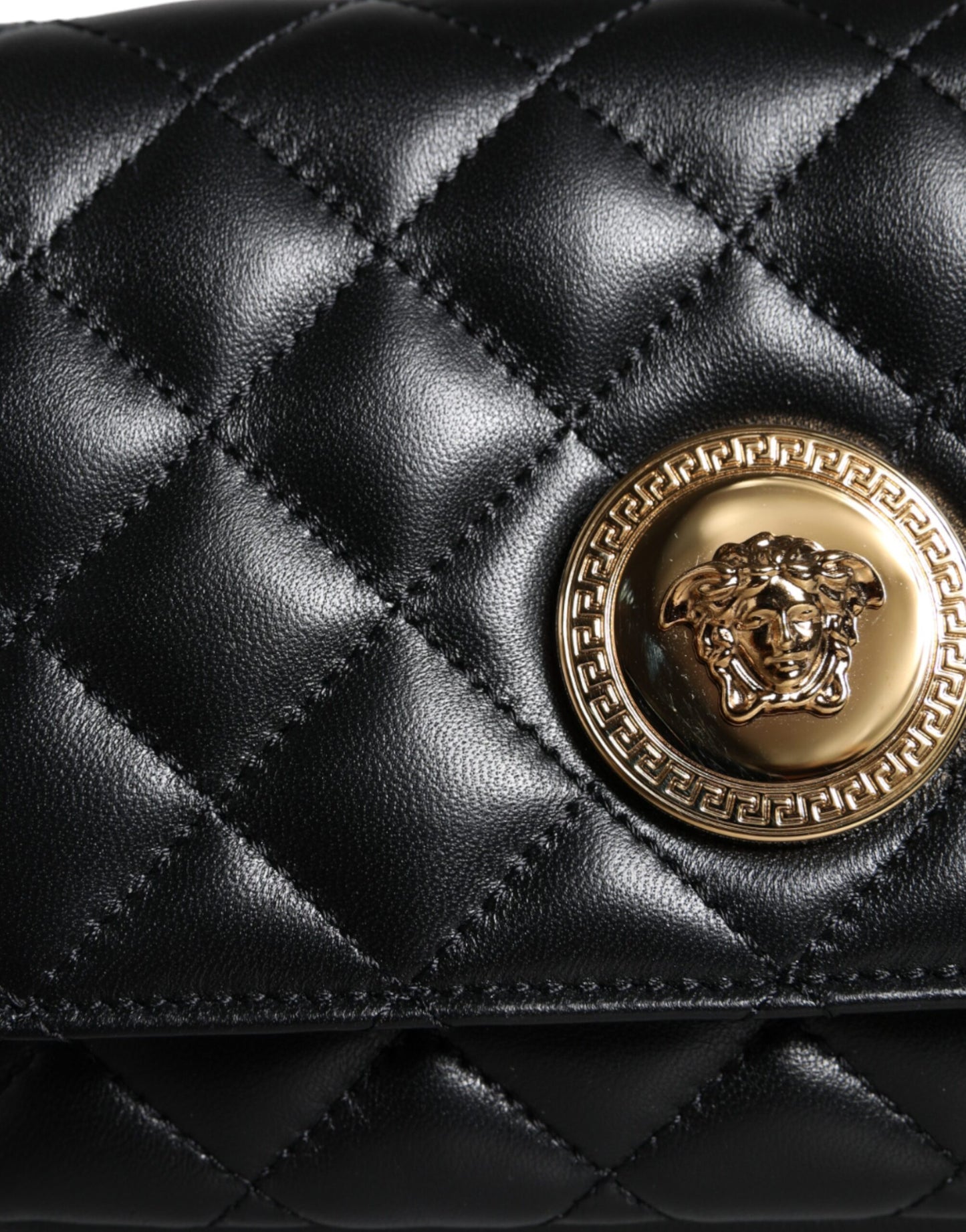 Versace sort quiltet lammeskind læder Crossbody skuldertaske