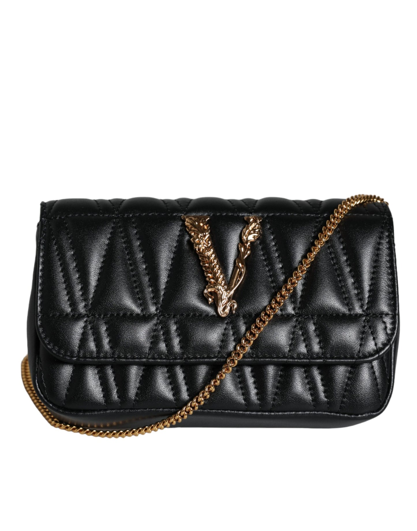 Versace Sort Mini Nappa Læder Crossbody skuldertaske