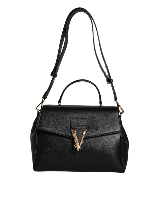 Versace sort tophåndtag Kornet kalveskind Crossbody taske