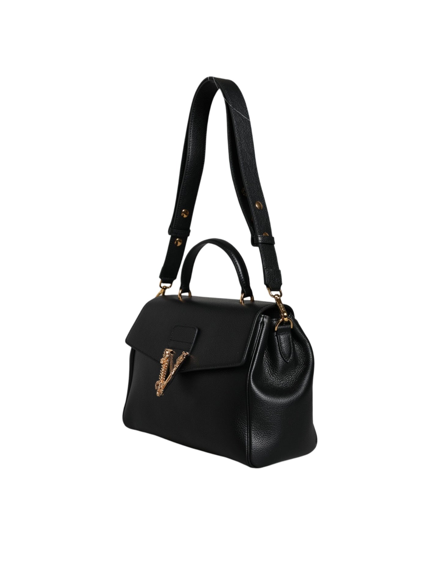 Versace sort tophåndtag Kornet kalveskind Crossbody taske