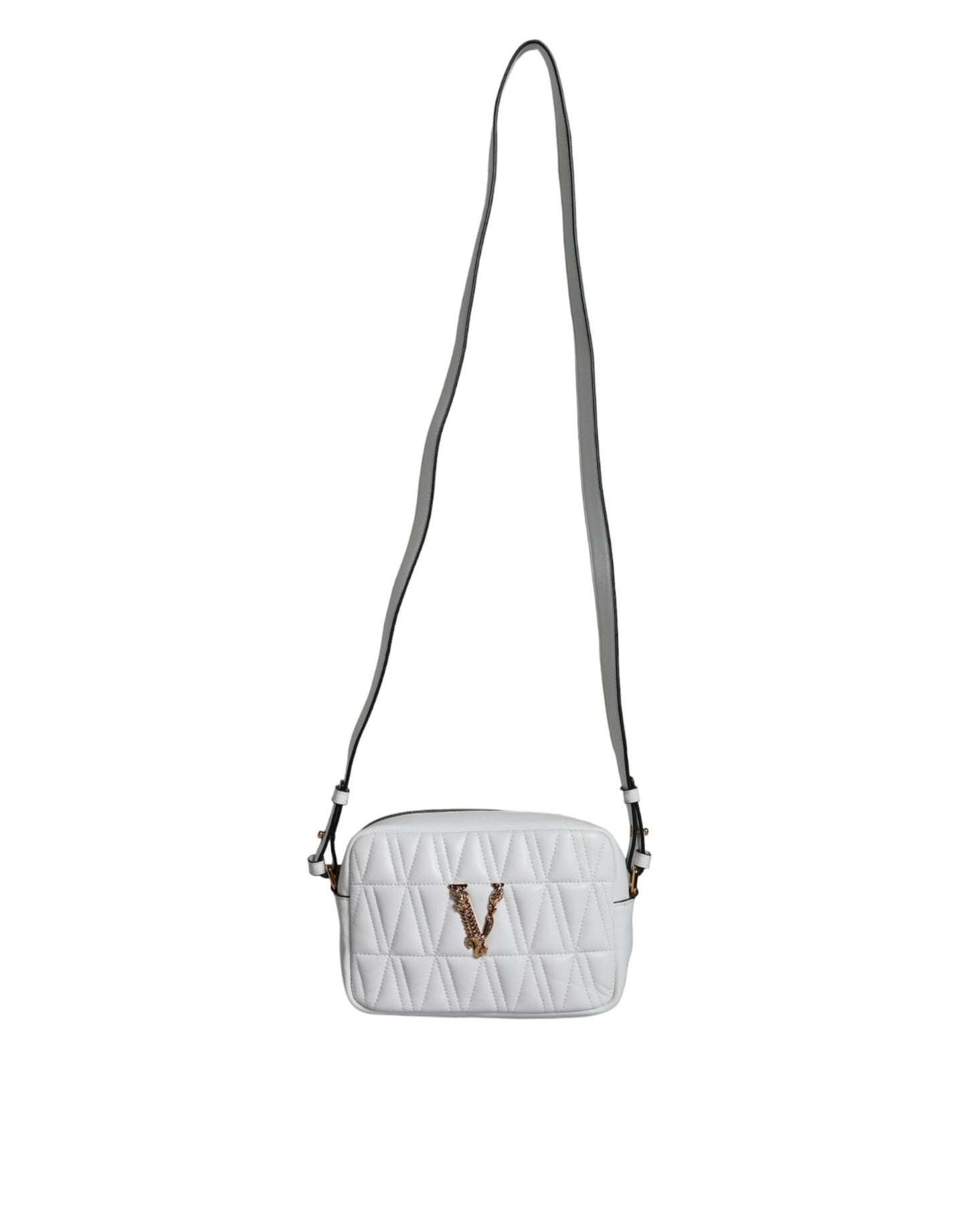 Versace hvid Quiltet nappa læder Crossbody skuldertaske