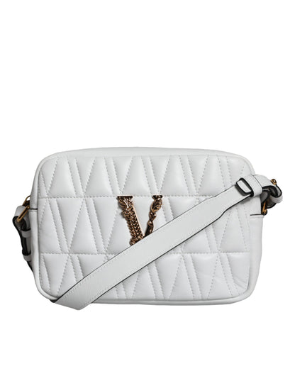 Versace hvid Quiltet nappa læder Crossbody skuldertaske