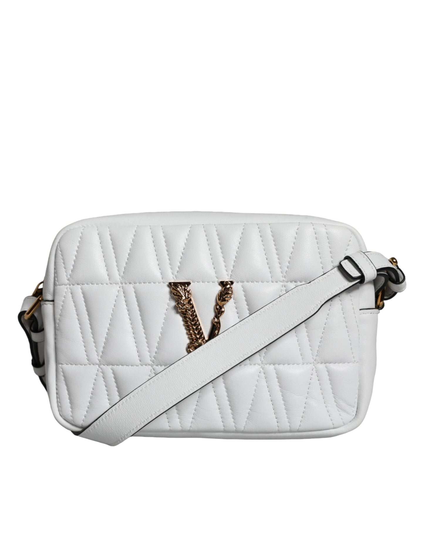 Versace hvid Quiltet nappa læder Crossbody skuldertaske