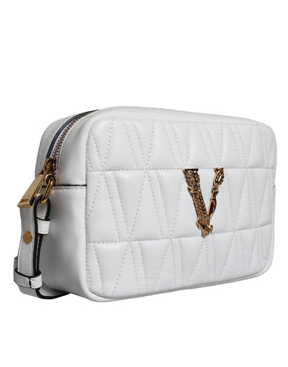 Versace hvid Quiltet nappa læder Crossbody skuldertaske