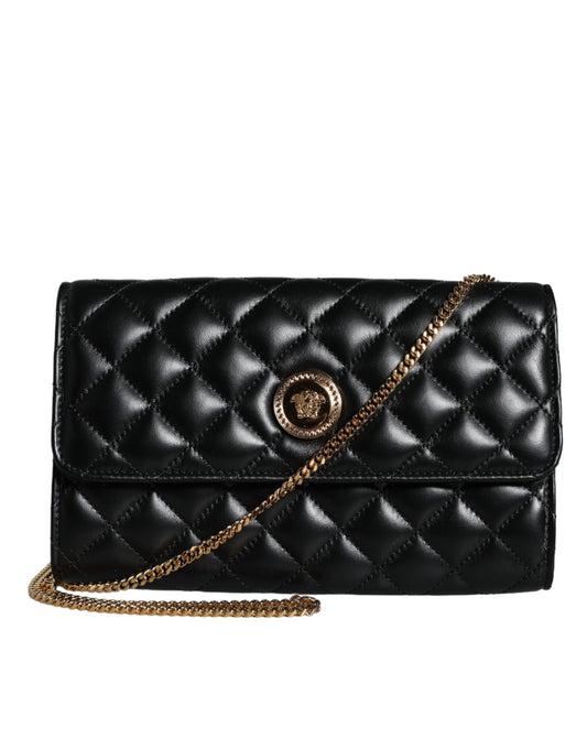 Versace sort quiltet nappa læder Crossbody skuldertaske