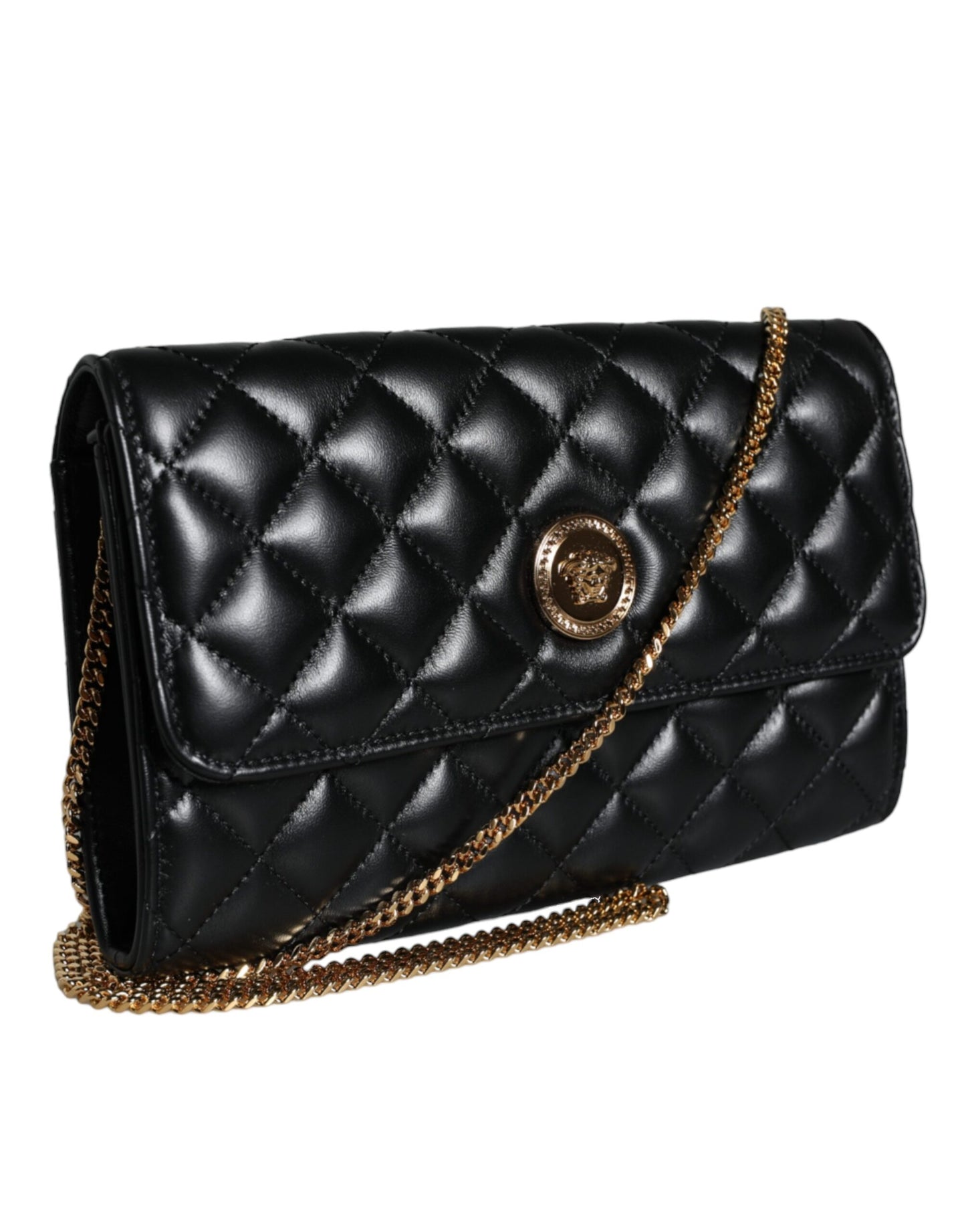 Versace sort quiltet nappa læder Crossbody skuldertaske