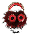 Dolce & Gabbana Red Gold Crystal Fur Headset Audio AUX hovedtelefoner