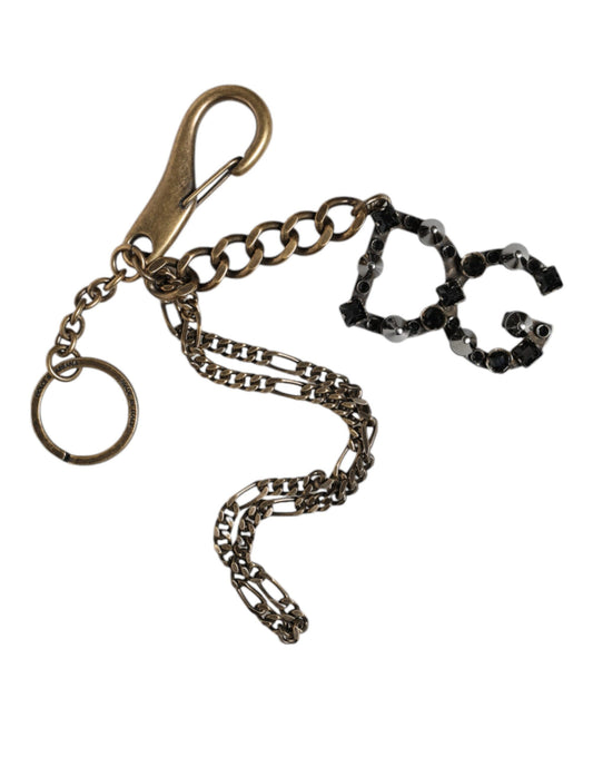 Dolce &amp; Gabbana Silver Tone Metal DG Logo Crystal Nøglering Nøglering