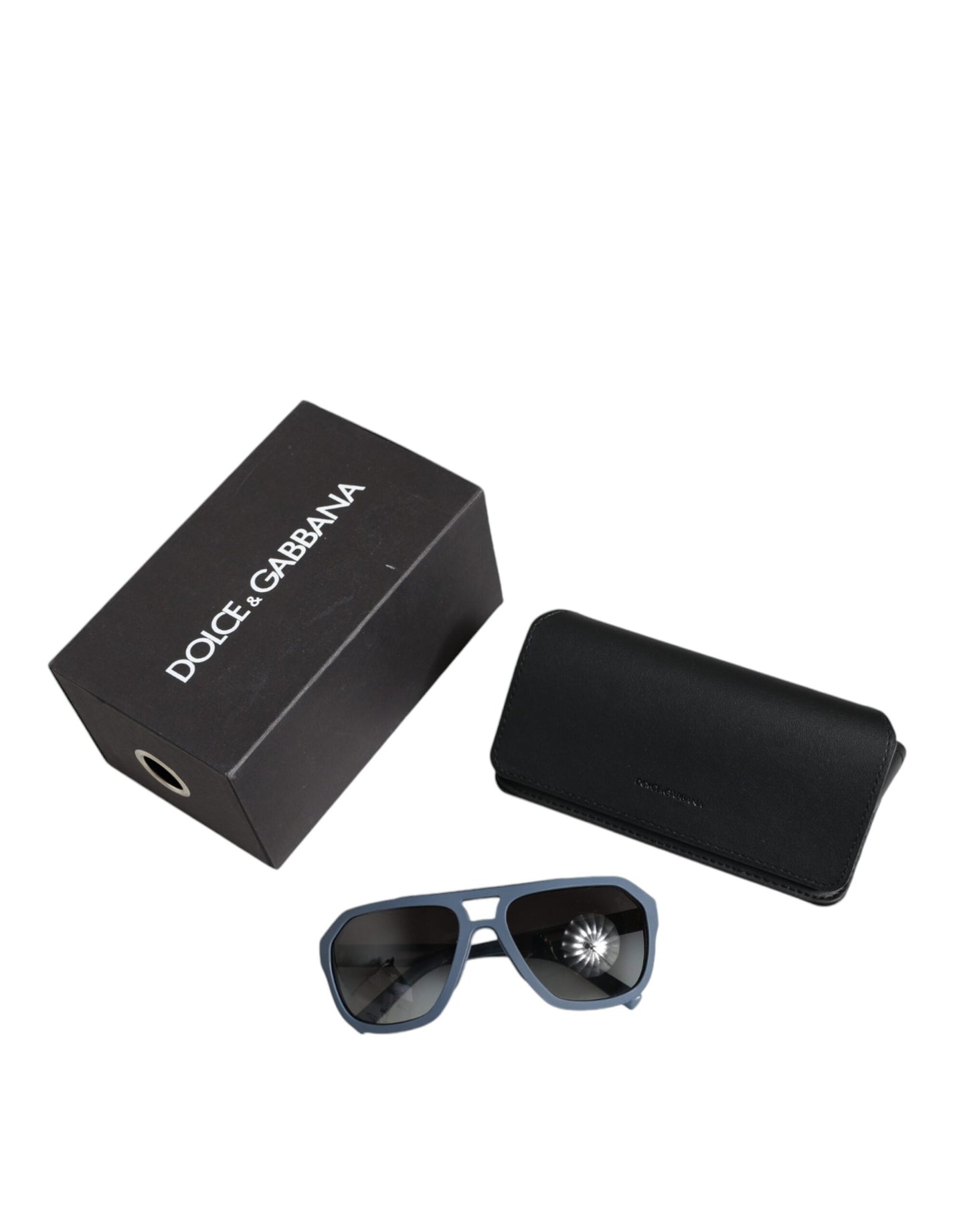 Dolce &amp; Gabbana Blå Metal Stel Gummi Skin Polarized Mirror Lens Solbriller