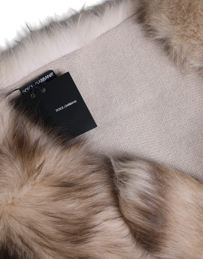 Dolce &amp; Gabbana Brown Frost Fox Fur Neck Warmer Vinter tørklæde