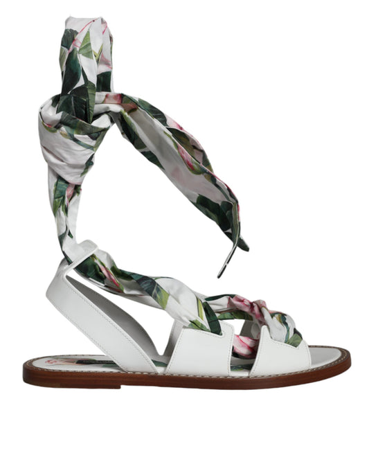 Dolce &amp; Gabbana Flerfarvede Blomsterprint Ankel Wrap Sandaler Sko