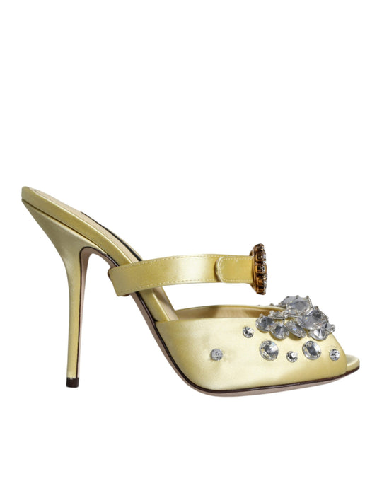 Dolce &amp; Gabbana Gule Mary Janes Satin Krystal Sandaler Sko