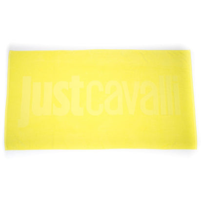 Just Cavalli Yellow Cotton Men Beach Towel