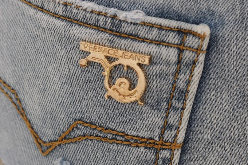 Versace jeans Chic lyseblå revet slim fit jeans