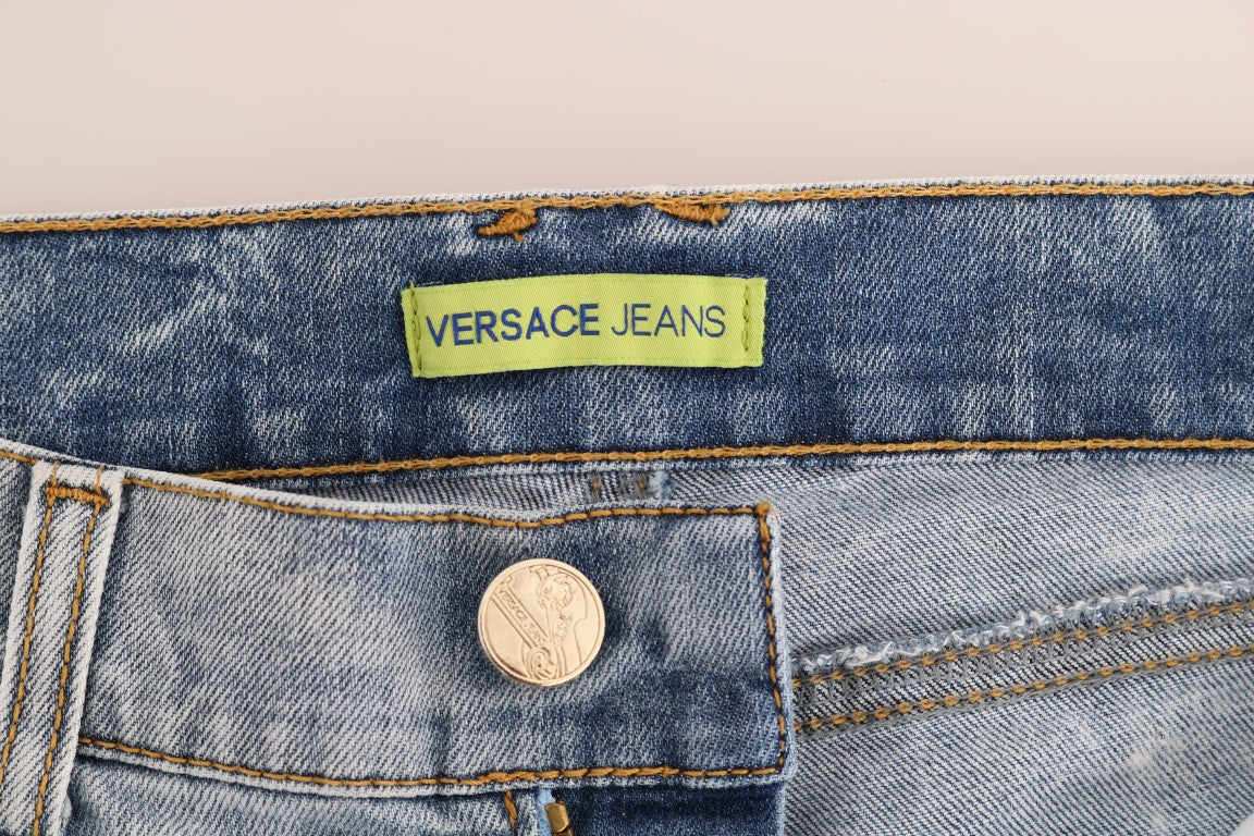 Versace jeans Chic lyseblå revet slim fit jeans