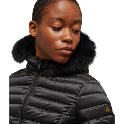 Refrigiwear Black Nylon Women Jacket with Feather Padding