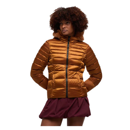 Refrigiwear Orange Nylon Women Jacket with Feather Padding