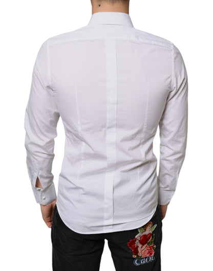 Dolce &amp; Gabbana Hvid Bib Bomuldspoplin Formel Skjorte
