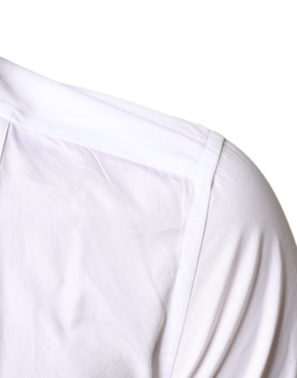 Dolce &amp; Gabbana Hvid Bib Bomuldspoplin Formel Skjorte