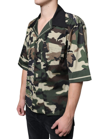 Dolce &amp; Gabbana Flerfarvet Camouflage Button Down Herre Casual Skjorte